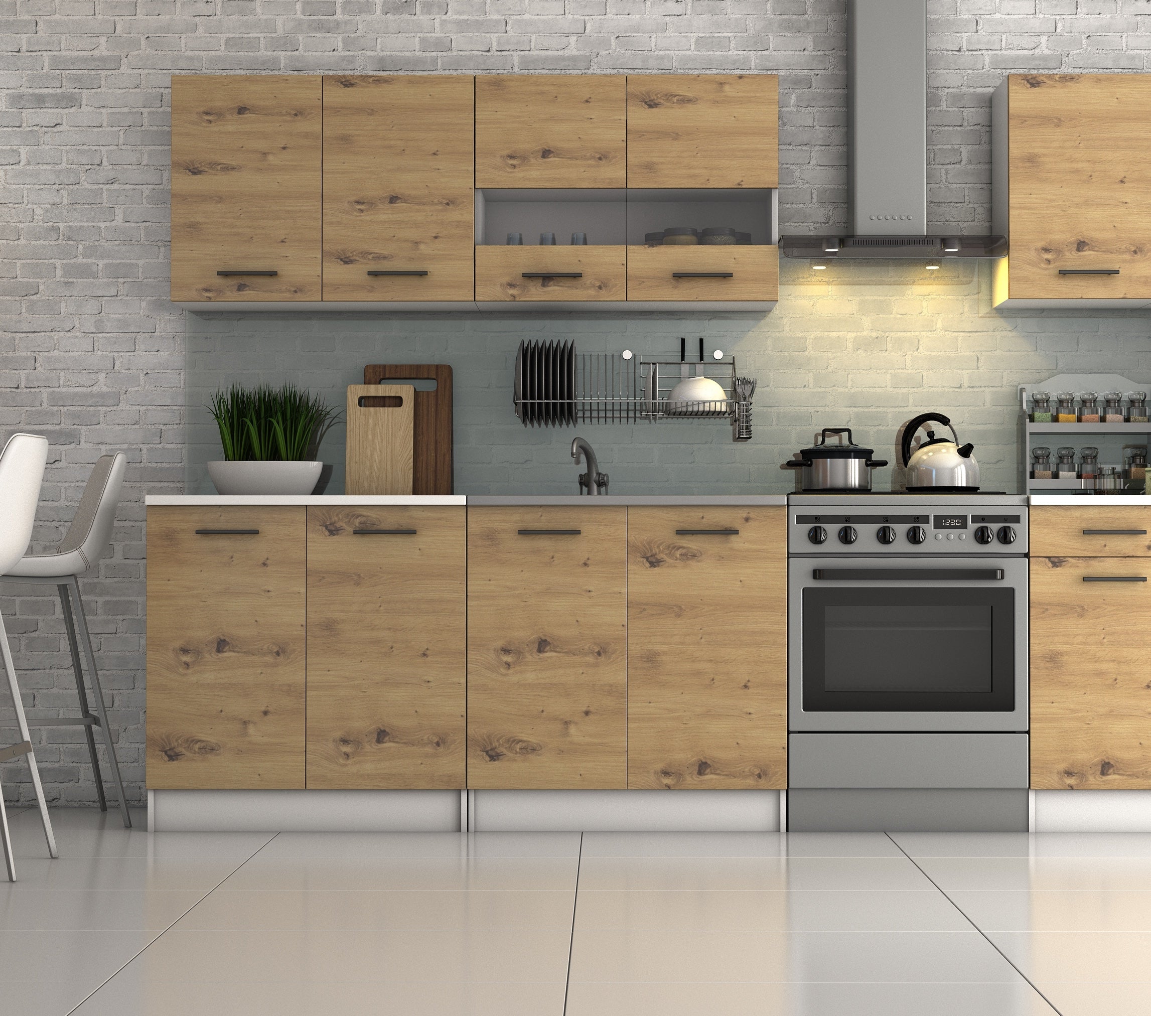 Meuble haut 80 cm – porte semi-vitrée (DAGA)