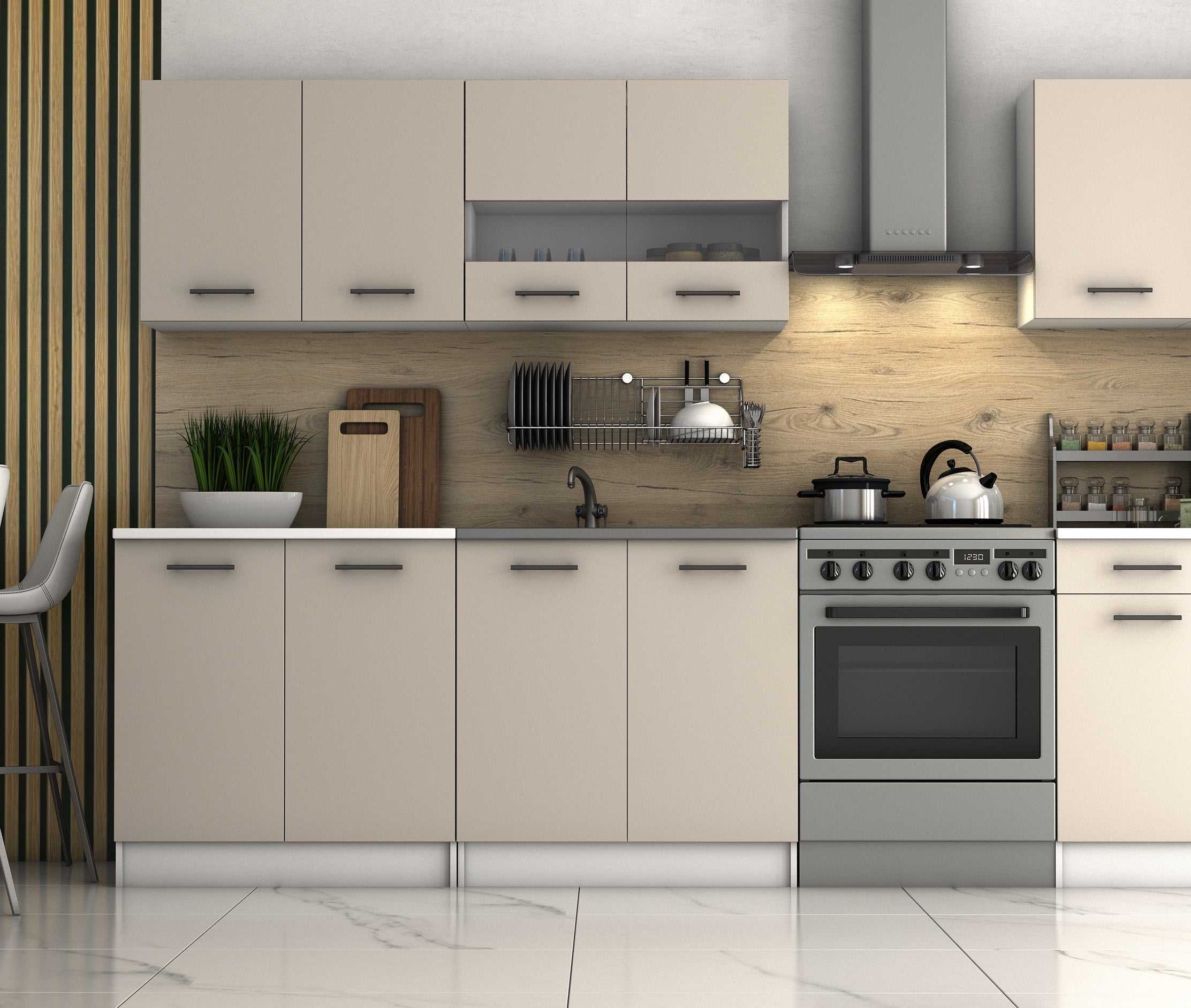 Meuble haut 80 cm – porte semi-vitrée (DAGA)