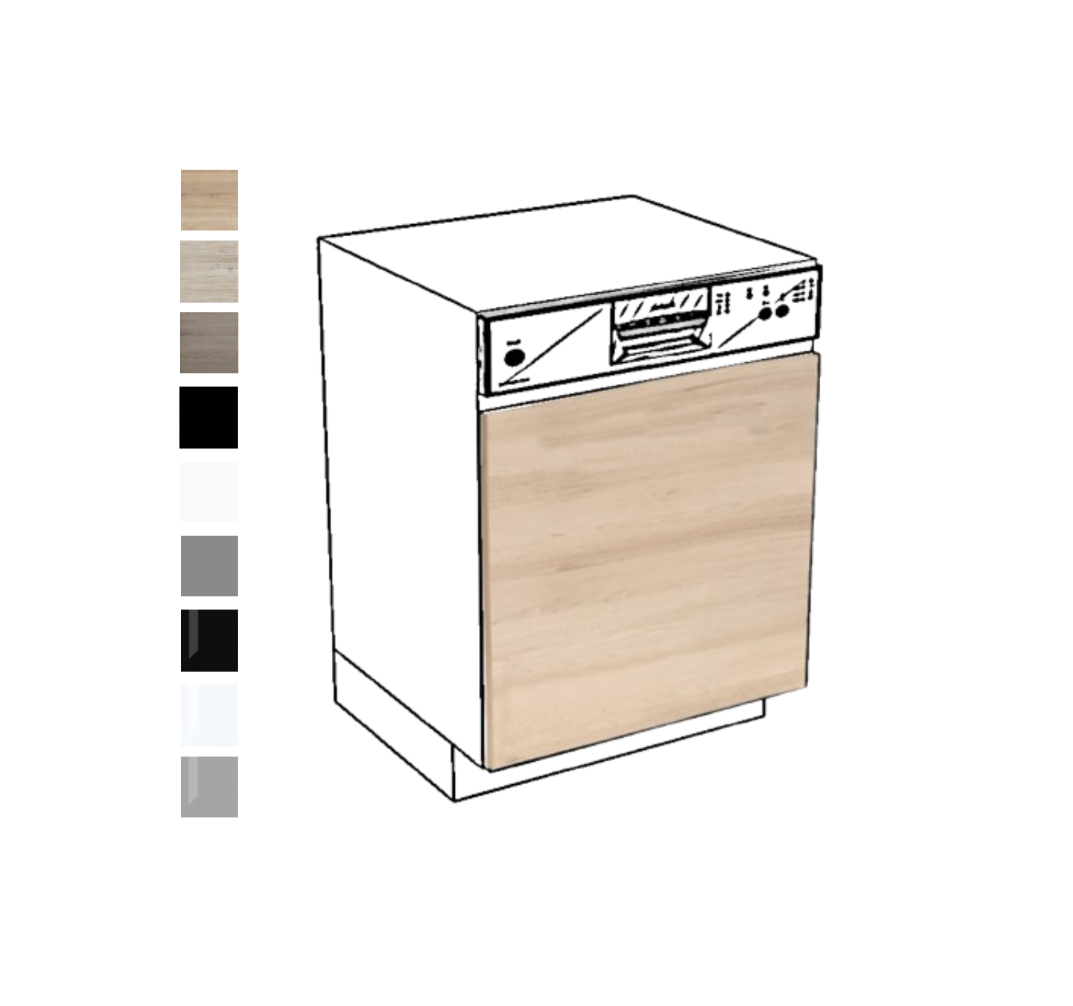 Porte lave vaisselle semi-encastrable 60 cm