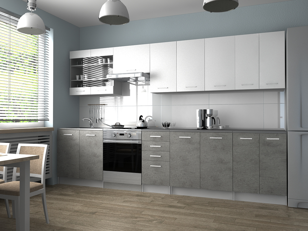 Kit 3m20 – meubles bas et hauts en coloris différents (PAMELA)